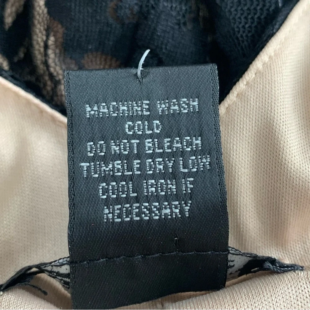 Glamour Lace Dress Women's Size 10 Black Tan Lined Fit & Flare Sleeveless - Picture 9 of 10